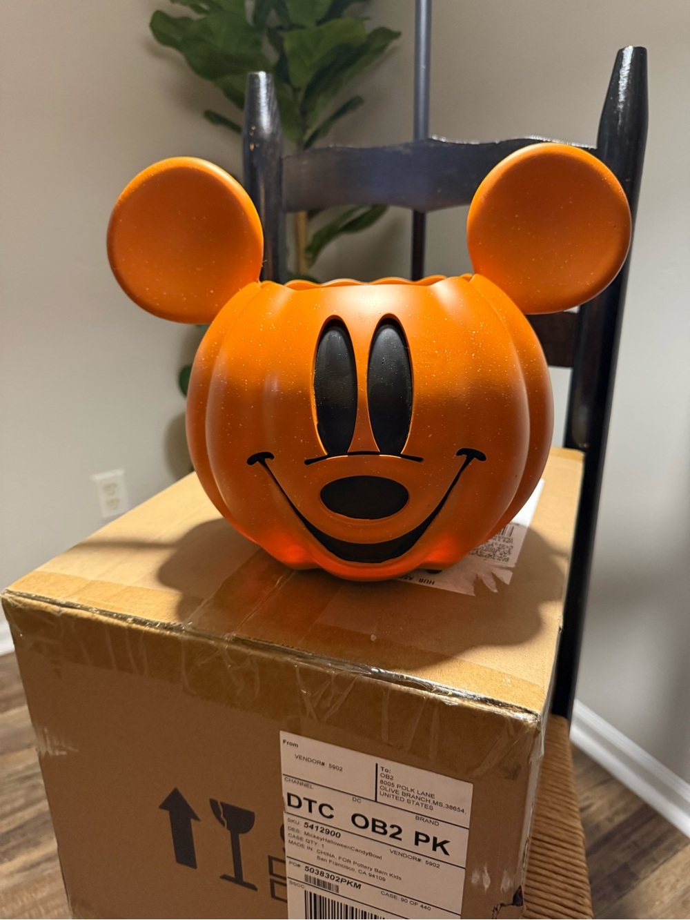 Pottery Barn Mickey Pumpkin Candy Dish NWT